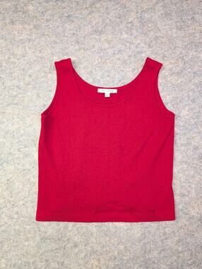St. John Santana Knit Shell Size Small True Red Scoopneck Tank Top Classic